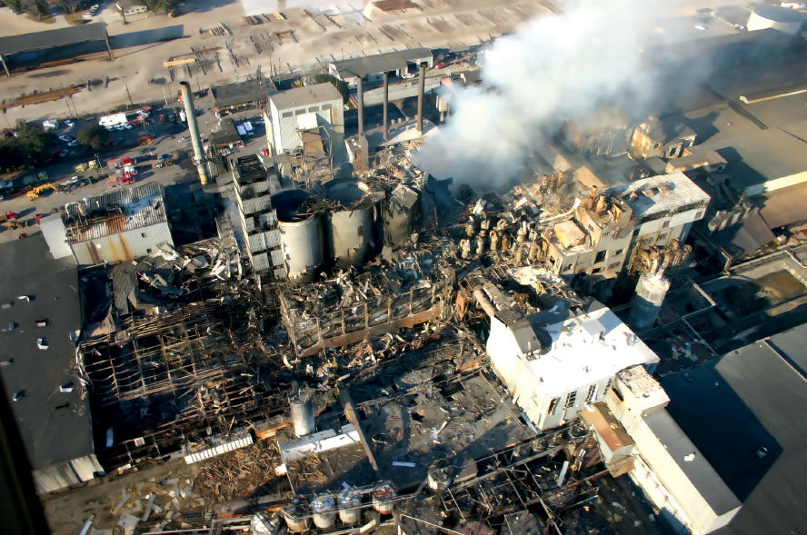 Fig. 2. A sugar factory after a sugar dust explosion. The ignition source was an overheated element of the belt feeder.